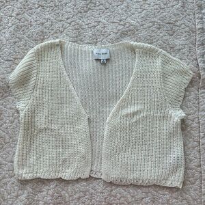 Pink Rose Cream Short Sleeve Button Front Cardigan